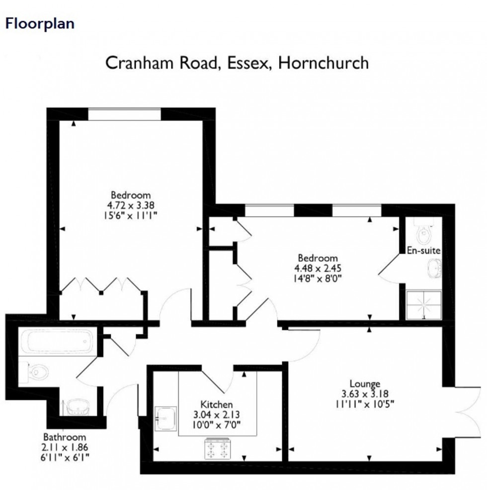 Floorplan for Cranham Road, Lords Court, RM11