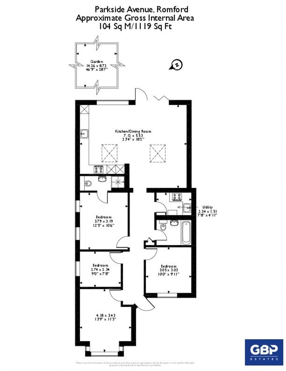 Floorplan for Parkside Avenue, Romford, RM1