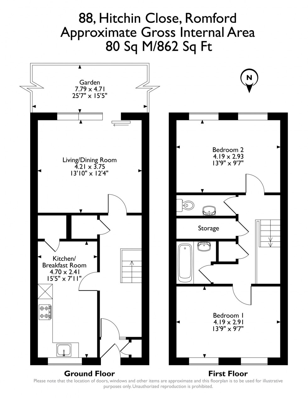 Floorplan for Hitchin Close, Romford, RM3