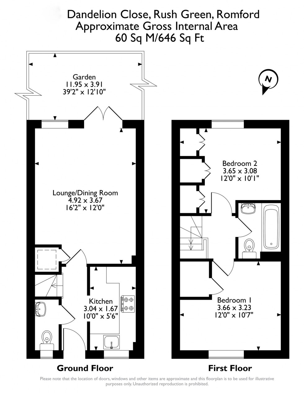 Floorplan for Dandelion Close, Rush Green, RM7