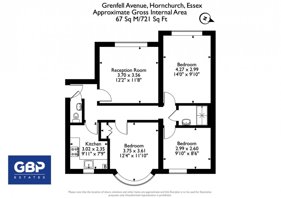 Floorplan for Grenfell Avenue, Hornchurch, RM12